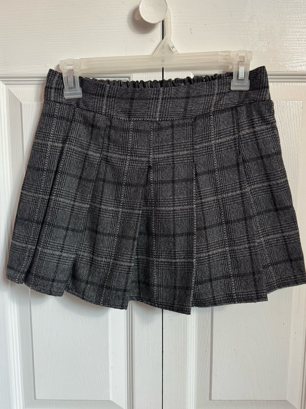 Plaid Pleated Mini Skirt in Gray